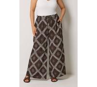 Yours Women's Bandana Print Wide Leg Trousers in Chocolate | Size: 18S Yours Chocolate 18S