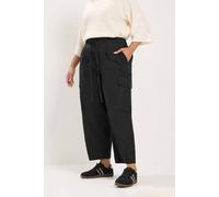 Yours Women's Barrel Cargo Trousers in Black | Size: 26/28
