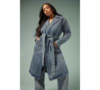 Yours Women's Belted Denim Trench Coat in Mid Blue | Size: 20 Yours Mid Blue 20