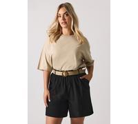 Yours Curve Belted Linen Shorts - Women's - Plus Size Curve Black