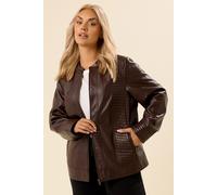 Yours Women's Biker Faux Leather Jacket in Chocolate | Size: 14 Yours Chocolate 14