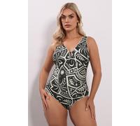 Blanket Stitch Plunge Swimsuit Yours Black 24