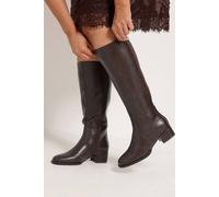 Yours Women's Block Heel Knee High Boots in Wide E & Extra Wide EEE Fit in Chocolate | Size: 4E