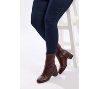 Yours Women's Block Heel Stretch Boots in Burgundy | Size: 7EEE Yours Burgundy 7EEE