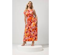 Yours Women's Blurred Abstract Buckle Detail Dress in Orange | Size: 24