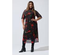 Blurred Floral Mesh Midaxi Dress Yours Black 22-24