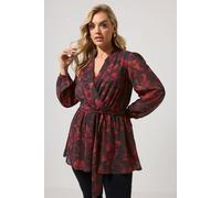 Yours Women's Blurred Floral Wrap in Black | Size: 20