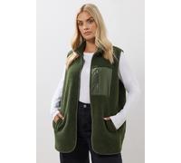 Yours Curve Green Borg Zip Pocket Gilet - Women's - Plus Size Curve