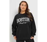Yours Women's 'Boston' Leopard Sweatshirt in Black | Size: 26/28