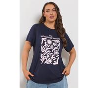 Yours Women's 'Botanique Studios' Graphic T-Shirt in Dark Navy | Size: 20 Yours Dark Navy 20