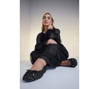 Yours Women's Boucle Ballerina Pumps in Black | Size: 4EEE Yours Black 4EEE