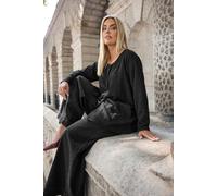 Yours Women's Boucle Button Through Top in Black | Size: 30-32 Yours Black 30-32