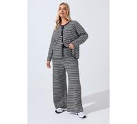 Yours Women's Boucle Wide Leg Trousers in Dark Navy | Size: 22-24 Yours Dark Navy 22-24