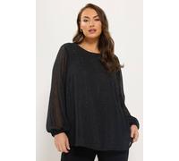 Yours Women's Bow Back Shimmer Top in Black | Size: 20