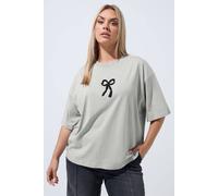 Yours Women's Bow Beaded Top in Grey | Size: 12