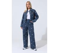 Yours Limited Collection Curve Bow Embroidered Wide Leg Jeans - Women's - Plus Size Curve