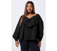 Yours Women's Bow Front Poplin Top in Black | Size: 18 Yours Black 18