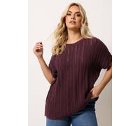 Yours Women's Boxy Knitted Top in Burgundy | Size: 26-28 Yours Burgundy 26-28