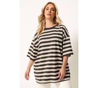 Yours Women's Boxy Stripe T-Shirt in Cream | Size: 22-24 Yours Cream 22-24