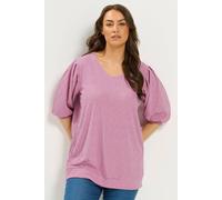 Yours Curve Broderie Anglaise Balloon Sleeve Top - Women's - Plus Size Curve Pink