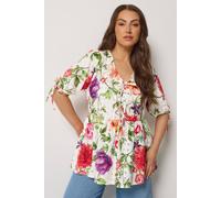 Yours Women's Broderie Anglaise Bow Tie Front Peplum Top | Size: 16 Yours Multicolor 16