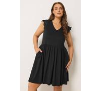 Yours Women's Broderie Anglaise Peplum Dress in Black | Size: 20