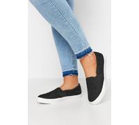 Yours - Broderie Anglaise Slip-On Trainers in Wide E Fit - Women's Black