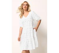 Yours Curve Broderie Anglaise Tiered Dress - Women's - Plus Size Curve White