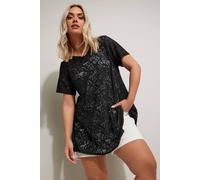 Yours Women's Broderie Anglaise Top in Black | Size: 20