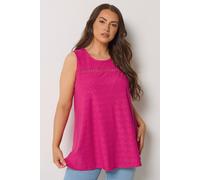Yours Curve Pink Broderie Anglaise Sleeveless Vest Top - Women's - Plus Size Curve