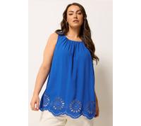 Yours Curve Cobolt Blue Broderie Anglaise Vest Top - Women's - Plus Size Curve