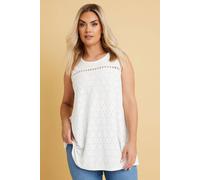 Yours Women's Broderie Anglaise Vest Top in White | Size: 16 Yours White 16