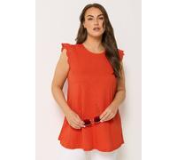 Yours Curve Broderie Frill Vest Top - Women's - Plus Size Curve