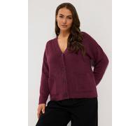 Yours Women's Brushed Boyfriend Cardigan Sweater in Burgundy | Size: 10/12