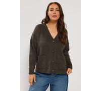 Yours Women's Brushed Boyfriend Cardigan Sweater in Chocolate | Size: 22/24