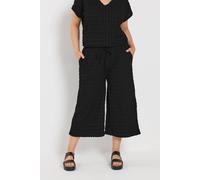 Yours Women's Bubble Textured Cropped Trousers in Black | Size: 16