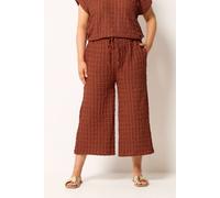 Yours Curve Rust Bubble Textured Cropped Trousers - Women's - Plus Size Curve Orange