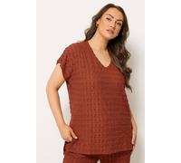 Yours Women's Bubble Textured T-Shirt in Burnt Orange | Size: 22-24 Yours Burnt Orange 22-24