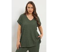 Yours Women's Bubble Textured T-Shirt in Dark Olive | Size: 26-28 Yours Dark Olive 26-28