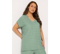 Yours Women's Bubble Textured T-Shirt in Light Green | Size: 22-24 Yours Light Green 22-24