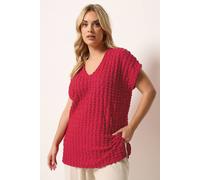 Yours Women's Bubble Textured T-Shirt in Red | Size: 20 Yours Red 20