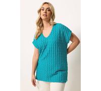 Yours Women's Bubble Textured T-Shirt in Turquoise | Size: 14