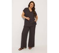 Yours Curve Set Brown Bubble Textured Top & Trousers - Women's - Plus Size Curve