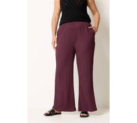 Yours Women's Bubble Textured Wide Leg Trousers in Burgundy | Size: 20