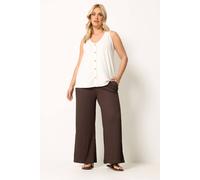 Yours Women's Bubble Textured Wide Leg Trousers in Chocolate | Size: 30-32 Yours Chocolate 30-32