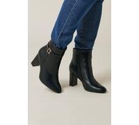 Yours Women's Buckle Detail Ankle Boots in Black | Size: 8EEE Yours Black 8EEE