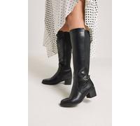Yours - Buckle Detail Stretch Back Boots In Wide E & Extra Wide Eee Fit - Women's