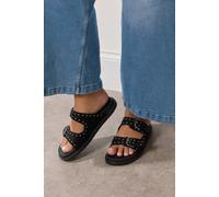 Yours - Studded Buckle Strap Sandals In Extra Wide Eee Fit - Women's