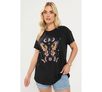 Yours Curve Butterfly Print T-Shirt - Women's - Plus Size Curve Black