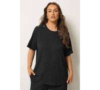 Yours Curve Button Detail Bubble Texture Top - Women's - Plus Size Curve Black